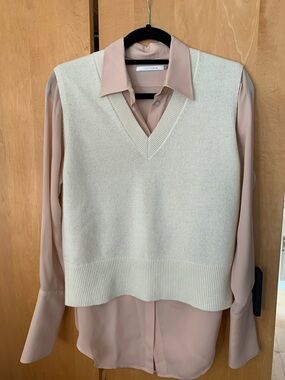 Theory Size L Wool/Cashmere Knit V-Neck  Sweater Vest * blouse sold separately